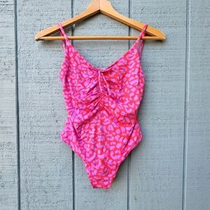 NWT J Crew Playa Laguna Cinch Front Cheeky One Piece Cheetah Leopard Pink S